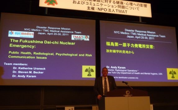Dr. Andrew Karam presenting a lecture in Tokyo, Japan, April 2011
